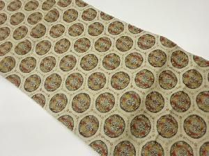 丸文に向かい鳥模様織出し名古屋帯